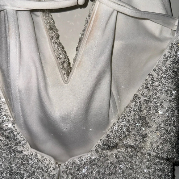 La Femme White Sequin Gown 2 - Picture 4 of 7